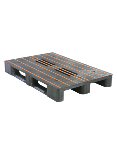 Palette plastique médium 1200 x 800 - Plateau plein -  3 semelles - Antidérapant
