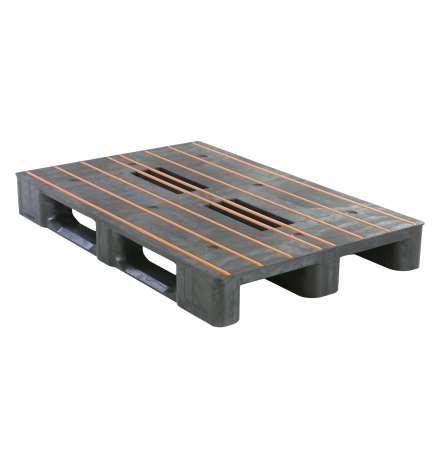 Palette plastique médium 1200 x 800 - Plateau plein -  3 semelles - Antidérapant