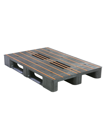 Palette plastique médium 1200 x 800 - Plateau plein -  3 semelles - Antidérapant