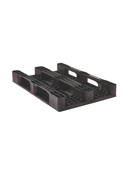 Palette plastique médium 1200 x 800 - Plateau plein -  3 semelles - Antidérapant