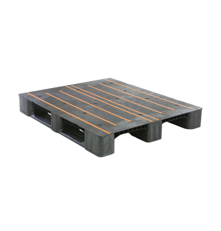 Palette plastique médium 1200 x 1000 - Plateau plein - 3 semelles - Antidérapant