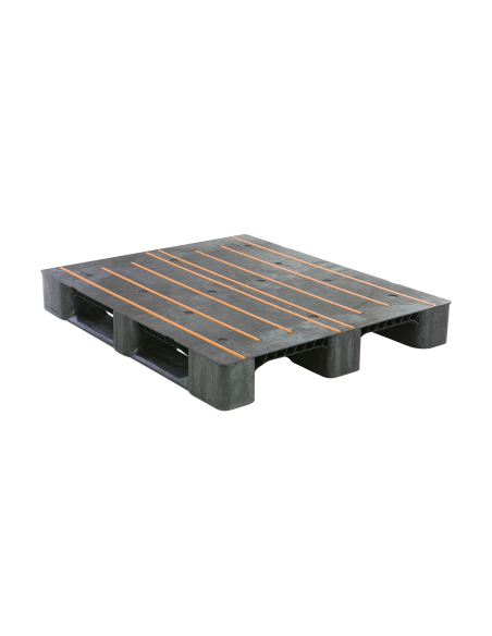 Palette plastique médium 1200 x 1000 - Plateau plein - 3 semelles - Antidérapant