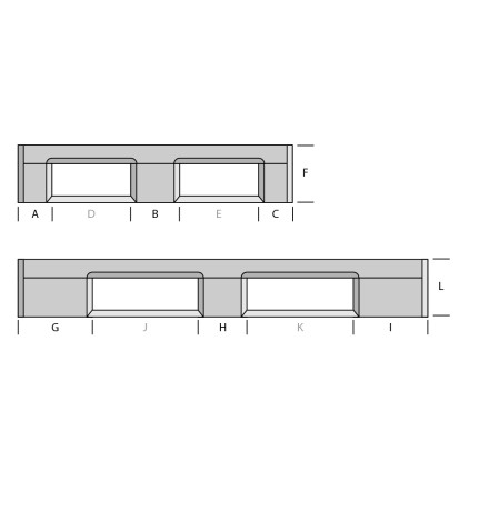 Palette plastique médium 1200 x 1000 - Plateau plein - 5 semelles