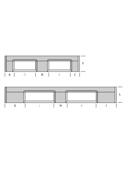 Palette plastique médium 1200 x 1000 - Plateau plein - 5 semelles