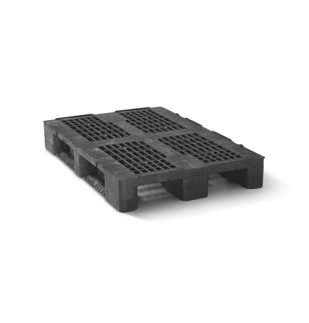 Palette plastique lourde 1200 × 800 - Plateau ajouré - 3 semelles