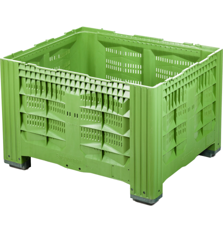 Caisse Palette Plastique 1200 x 1000 - AJOURÉE - 4 pieds