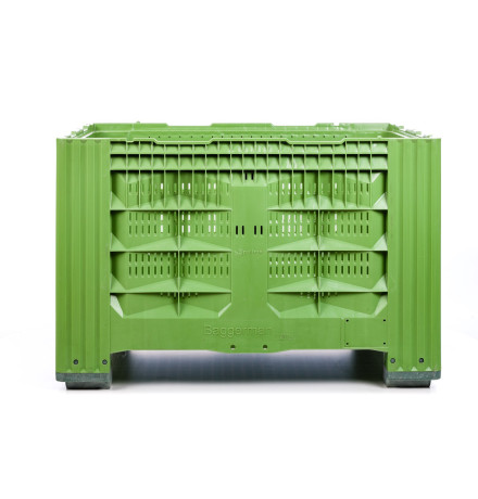 Caisse Palette Plastique 1200 x 1000 - AJOURÉE - 2 semelles