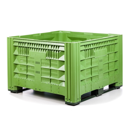 Caisse Palette Plastique 1200 x 1200 - AJOURÉE - 2 semelles