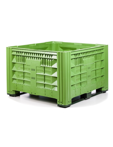Caisse Palette Plastique 1200 x 1200 - AJOURÉE - 2 semelles