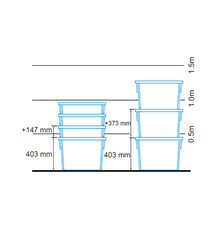 Bac plastique plein 620x500x403mm