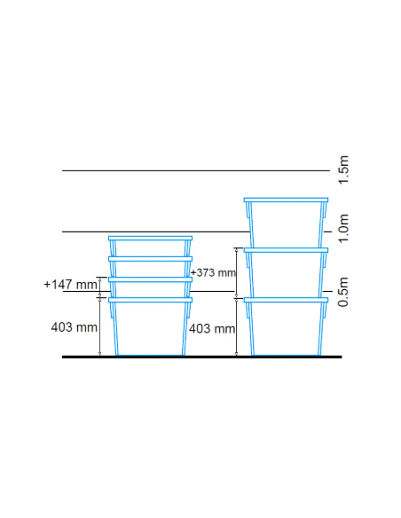 Bac plastique plein 620x500x403mm
