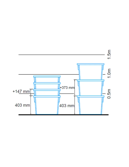 Bac plastique fond plein et parois ajourées 620x500x403mm
