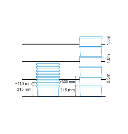 Bac avec couvercles solidaires 600x400x310mm