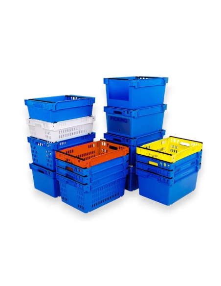 Bac plein, emboîtable et gerbable sur rabats 600x400x200mm