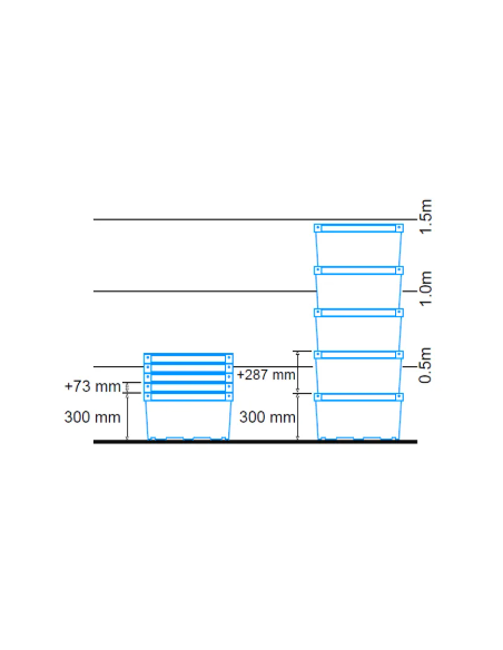Bac plein, emboîtable et gerbable sur rabats 600x400x300mm