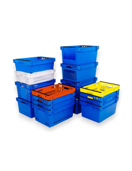 Bac plein, emboîtable et gerbable sur rabats 600x400x300mm