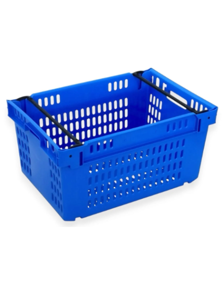 Bac ajouré, emboîtable et gerbable sur rabats 600x400x300mm