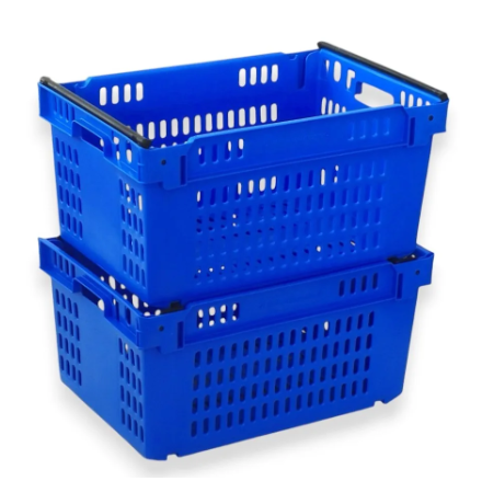 Bac ajouré, emboîtable et gerbable sur rabats 600x400x300mm