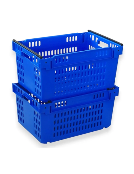 Bac ajouré, emboîtable et gerbable sur rabats 600x400x300mm