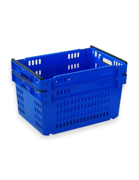 Bac ajouré, emboîtable et gerbable sur rabats 600x400x300mm