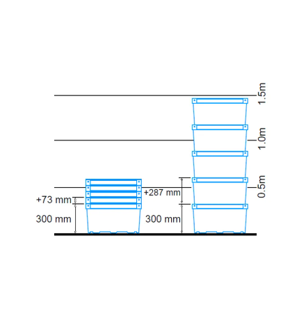 Bac ajouré, emboîtable et gerbable sur rabats 600x400x300mm