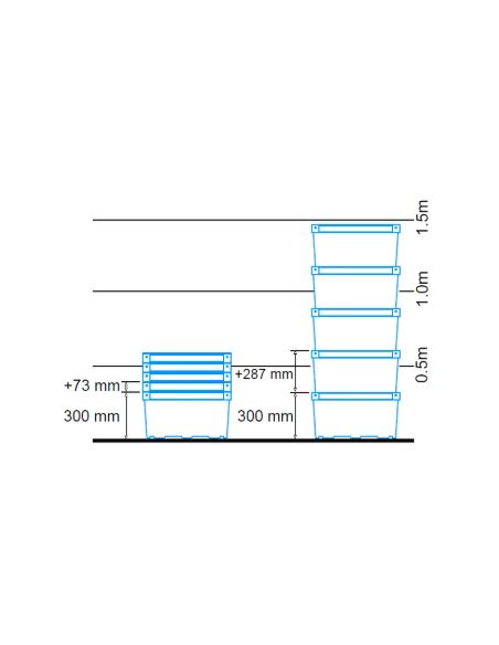 Bac ajouré, emboîtable et gerbable sur rabats 600x400x300mm