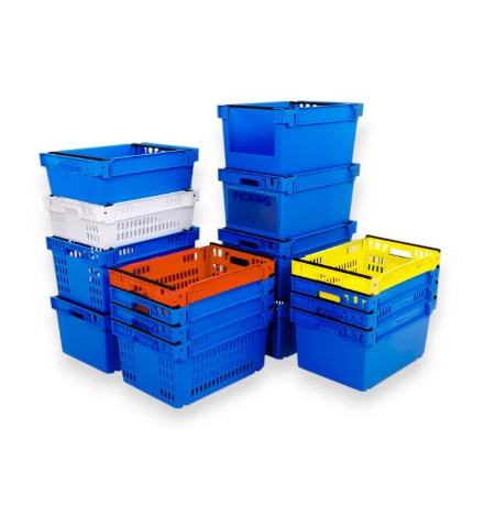 Bac ajouré, emboîtable et gerbable sur rabats 600x400x300mm