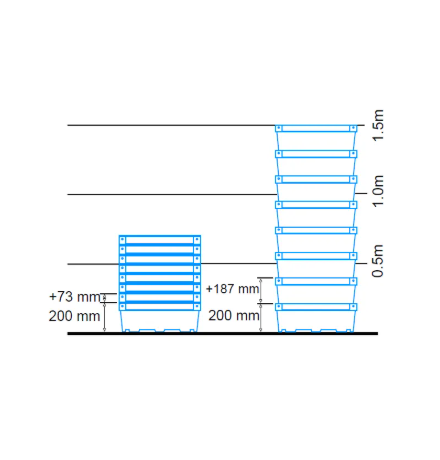 Bac plein, emboîtable et gerbable sur rabats 600x400x200mm
