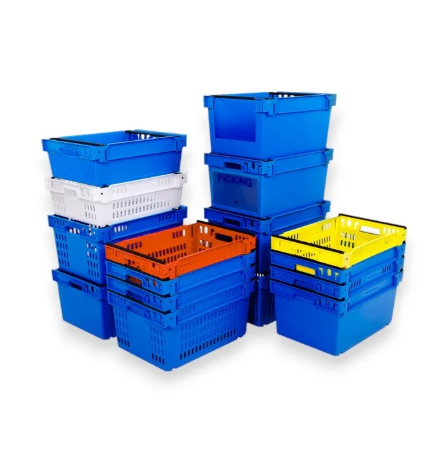 Bac pour picking emboîtable et gerbable sur rabats 600x400x200mm