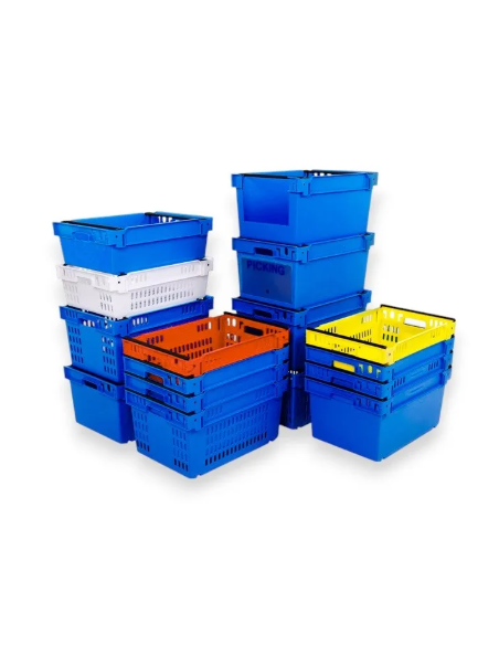 Bac pour picking emboîtable et gerbable sur rabats 600x400x200mm