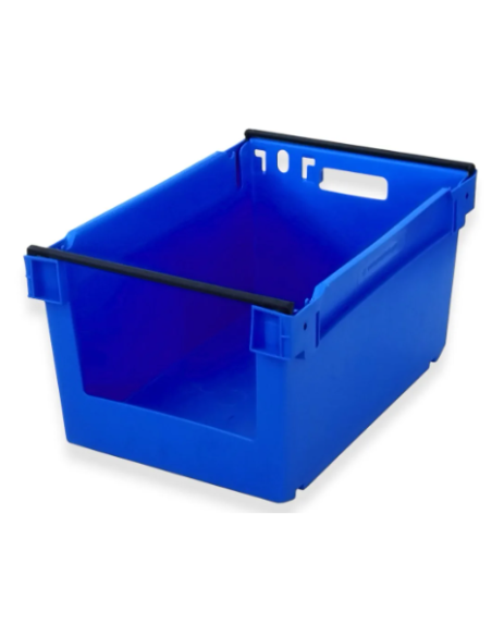 Bac avec ouverture pour accès Picking 90 mm de hauteur, emboîtable et gerbable sur rabats 600x400x300mm