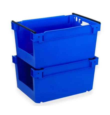 Bac avec ouverture pour accès Picking 90 mm de hauteur, emboîtable et gerbable sur rabats 600x400x300mm