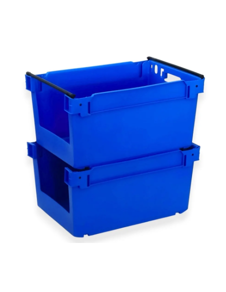 Bac avec ouverture pour accès Picking 90 mm de hauteur, emboîtable et gerbable sur rabats 600x400x300mm