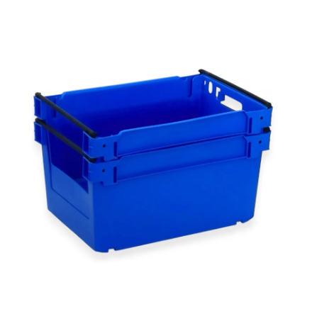 Bac avec ouverture pour accès Picking 90 mm de hauteur, emboîtable et gerbable sur rabats 600x400x300mm