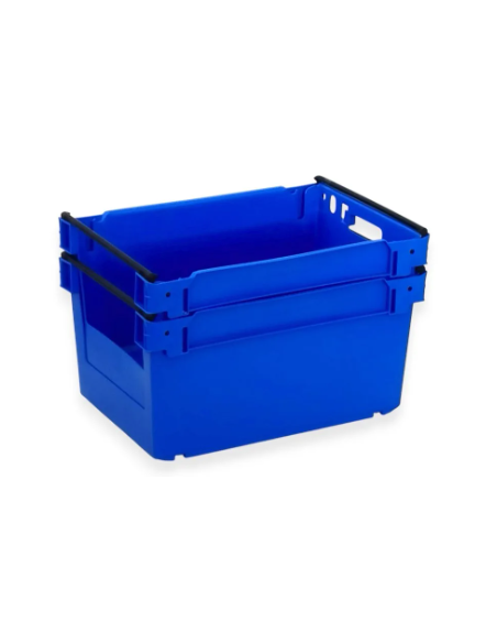 Bac avec ouverture pour accès Picking 90 mm de hauteur, emboîtable et gerbable sur rabats 600x400x300mm