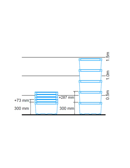Bac avec ouverture pour accès Picking 90 mm de hauteur, emboîtable et gerbable sur rabats 600x400x300mm