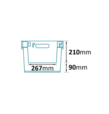 Bac avec ouverture pour accès Picking 90 mm de hauteur, emboîtable et gerbable sur rabats 600x400x300mm