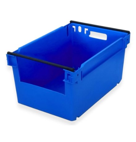 Bac avec ouverture mi-hauteur pour accès picking, emboîtable et gerbable sur rabats 600x400x300mm