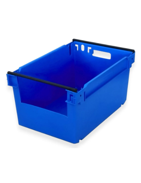 Bac avec ouverture mi-hauteur pour accès picking, emboîtable et gerbable sur rabats 600x400x300mm