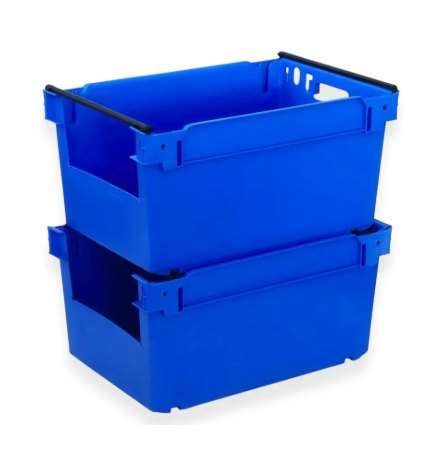 Bac avec ouverture mi-hauteur pour accès picking, emboîtable et gerbable sur rabats 600x400x300mm