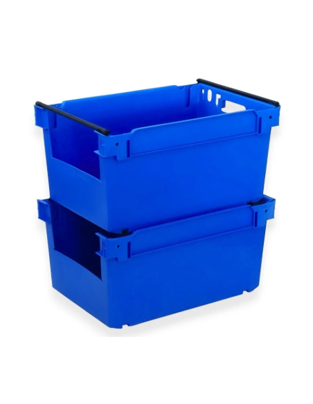 Bac avec ouverture mi-hauteur pour accès picking, emboîtable et gerbable sur rabats 600x400x300mm