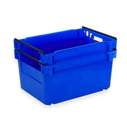 Bac avec ouverture mi-hauteur pour accès picking, emboîtable et gerbable sur rabats 600x400x300mm