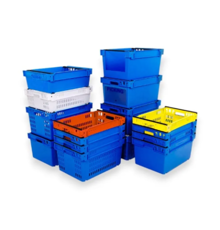 Bac avec ouverture mi-hauteur pour accès picking, emboîtable et gerbable sur rabats 600x400x300mm