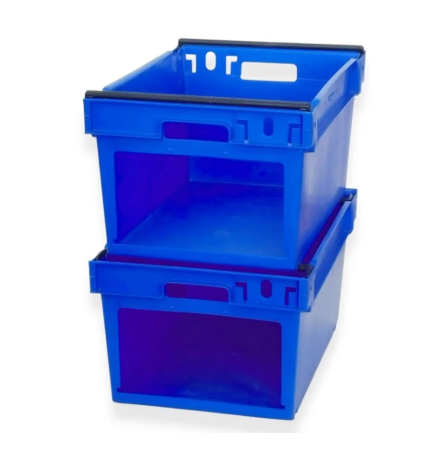 Bac avec ouverture pour accès Picking, emboîtable et gerbable sur rabats 600x400x300mm