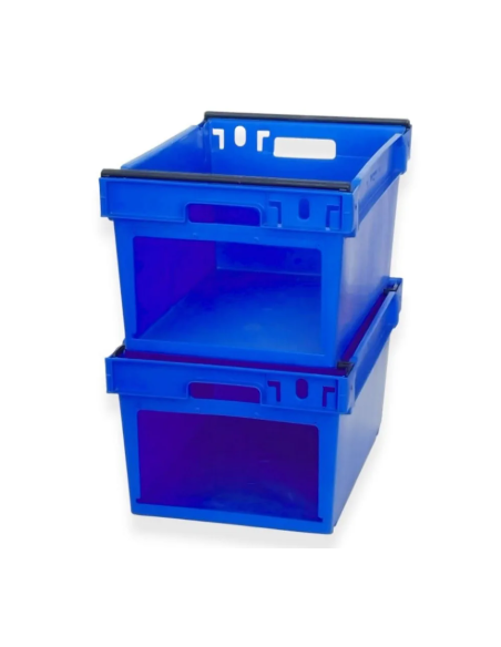 Bac avec ouverture pour accès Picking, emboîtable et gerbable sur rabats 600x400x300mm