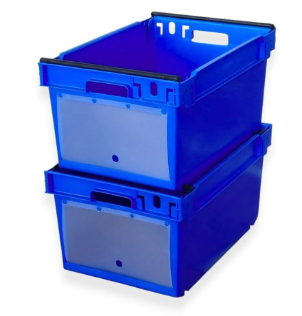 Bac avec volet pour Picking, emboîtable et gerbable sur rabats 600x400x300mm