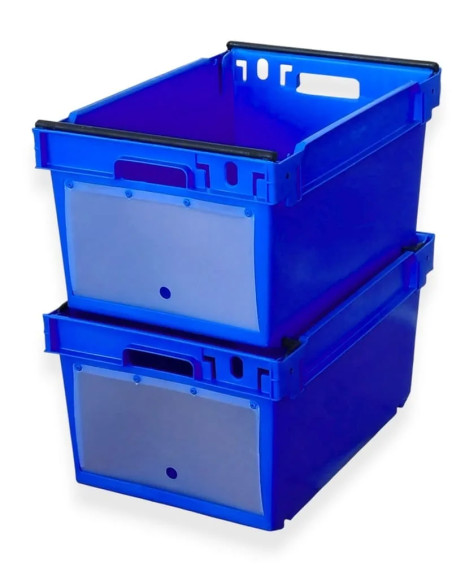 Bac avec volet pour Picking, emboîtable et gerbable sur rabats 600x400x300mm