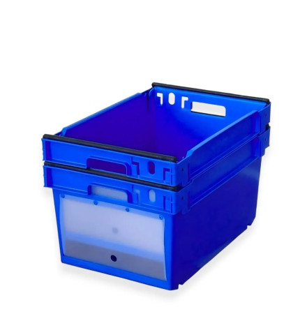 Bac avec volet pour Picking, emboîtable et gerbable sur rabats 600x400x300mm