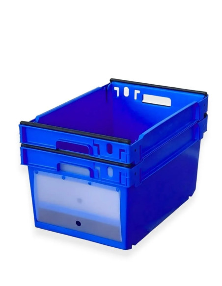 Bac avec volet pour Picking, emboîtable et gerbable sur rabats 600x400x300mm