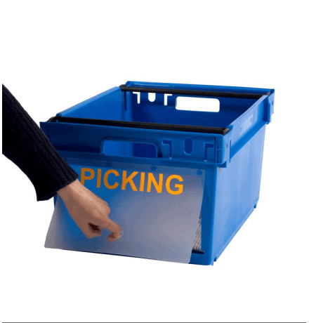 Bac avec volet pour Picking, emboîtable et gerbable sur rabats 600x400x300mm